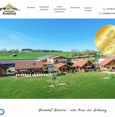 Screenshot Laptopansicht der Homepage ferienhof-kosertal.de